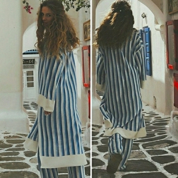 Zara | NWOT Striped Linen Knit Tunic and Pant Set - Picture 9 of 16
